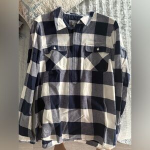J. Crew Women's Navy and White Plaid Button Down Shirt